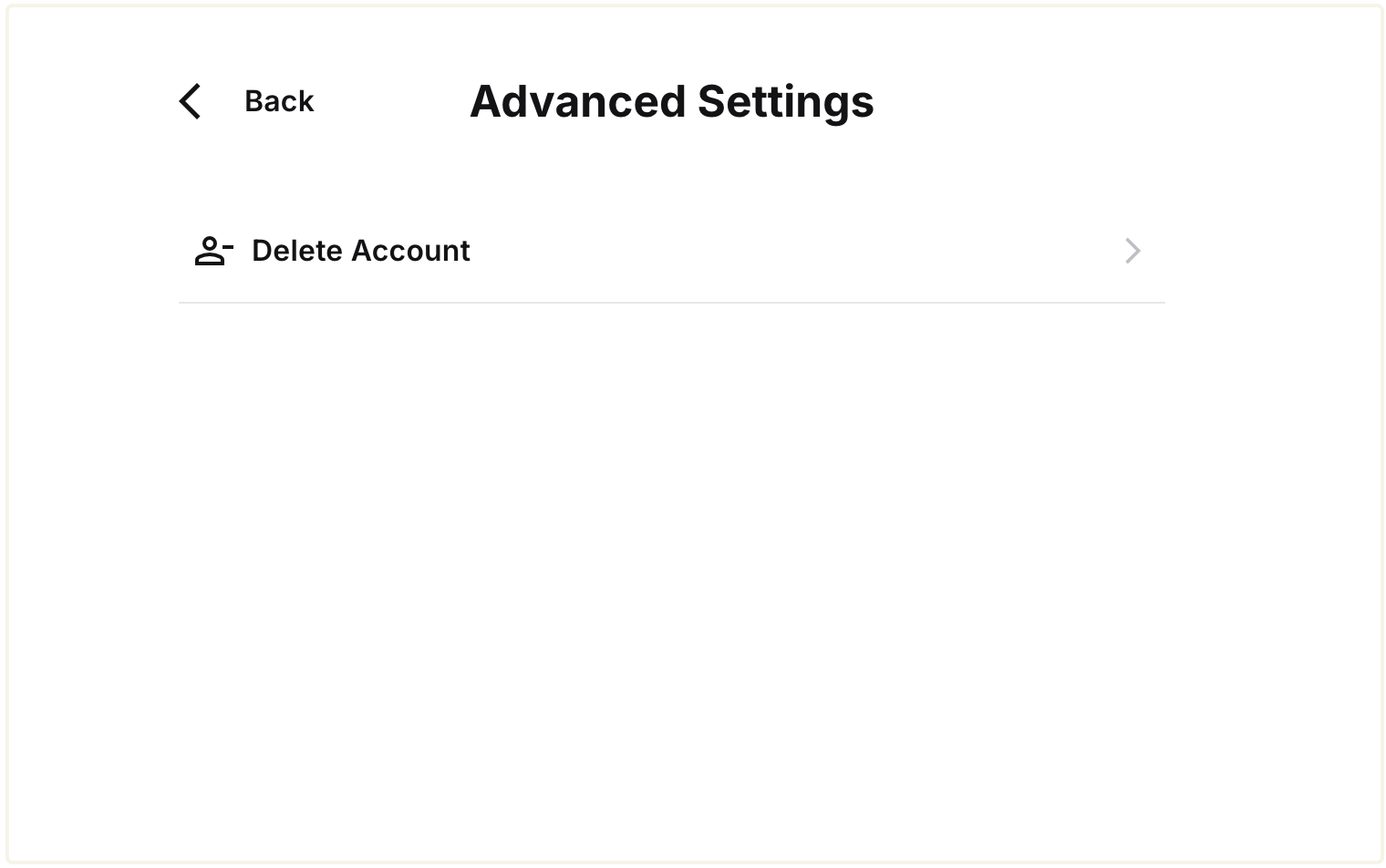 "Delete your account" button in the User Settings page