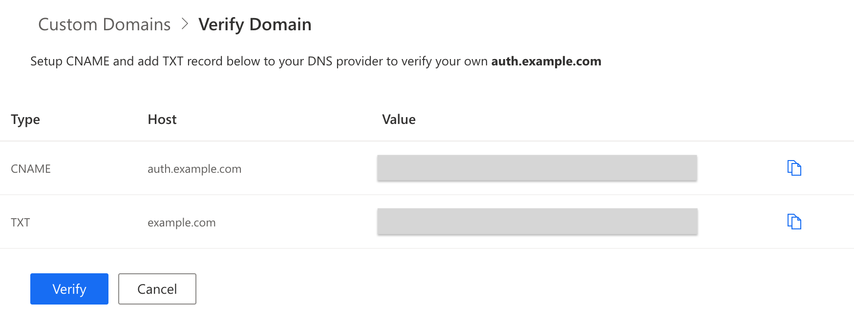 Setup DNS records and verify