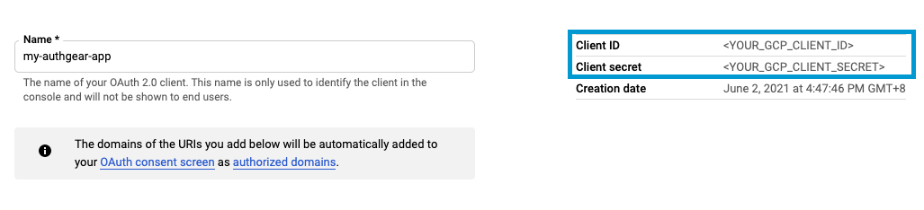 Get your OAuth Client ID and Secret in the details page