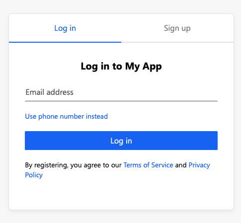 User will be redirected to the Authany login page by clicking the login button